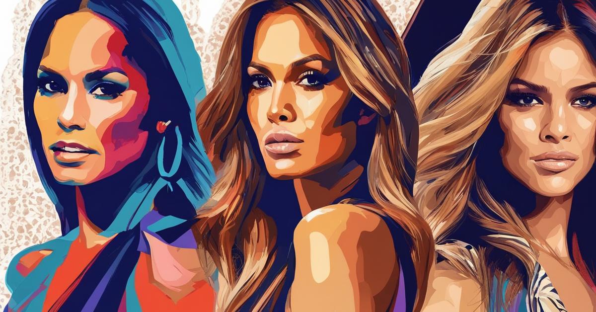 Kolaż trzech ikon stylu latynoskiego: Jennifer Lopez, Jessicy Alby i Evy Mendes.