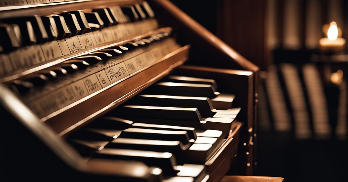 Stylowe, artystyczne ujęcie zabytkowych organów w przyciemnionym, kreatywnym wnętrzu, z uwzględnieniem szczegółów i klasycznego designu.